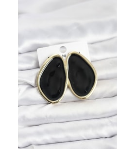 Pirinç Siyah Mineli Damla Model Vintage Plaka Kadın Küpe - TJ-BKP11596