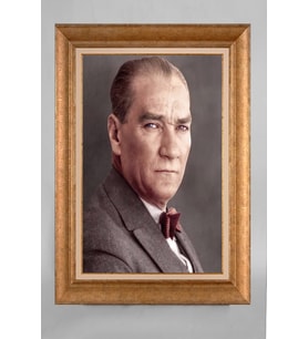 Altın Varaklı Paspartulu Çerçeveli Atatürk Tablo nt939
