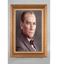 Altın Varaklı Paspartulu Çerçeveli Atatürk Tablo nt939