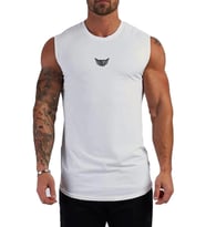 Erkek Nem Emici Hızlı Kuruma Atletik Teknik Performans Sporcu Sıfır Kol T-shirt MG-ATLET (Beyaz)