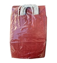 Büküm Saplı Kraft Kağıt Çanta Karton Hediyelik Poşet Torba - Bordo - 18x24 Cm. - 25 Adetlik Paket
