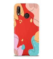 PrintiFy Huawei P 20 Lite Uyumlu Lansman Kılıf Karışık Renkler Tasarımlı İçi Kadife Kapak (Kırmızı)