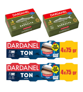 Dardanel Çanakkale Sardalya 125 gr 2 Adet ve Ton 4x75 gr 2 Adet 4 lü Karma Paket