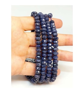Bileklik Boy Safir Taşı Rondela Faset Kesim 4*7.5mm Yarım Dizi (45822) (18CM UZUNLUĞUNDADIR)