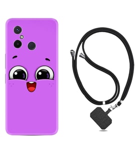 Xiaomi Redmi 12C Kılıf Silikon Boyun Askılı İpli Desenli Silikon Purple Sweety 1717