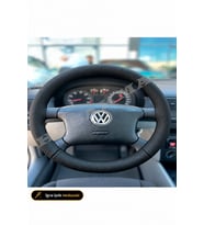 Volkswagen Polo Mk4 9N Dikme Direksiyon Kılıfı Premium Komple Delikli Deri Siyah Dikiş 2002-2005