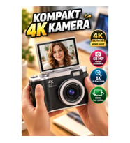 Kompakt 4K Dijital Kamera 48 MP 8X Zoom Döner Flip Ekranlı Vlog ve Selfie Kamerası