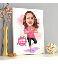 Yoga Yapan Kadın Karikatürlü Kanvas