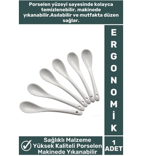 Özel Dayanıklı Sağlıklı Malzeme Ergonomik Kolay Temizlenir Asılabilir Porselen Baharat Kaşığı 1 Adet