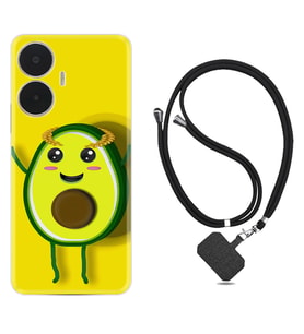 Realme C55 Kılıf Resimli Boyun Askılı İpli Desenli Silikon Series Sevimli Avokado 1880