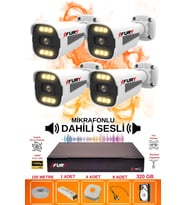 FURY 4 LÜ Sesli 6 Warm Led Gece Renkli Görüş Su Geçirmez Güvenlik Kamerası Seti 320GB
