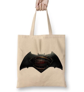 Superman Ve Batman Dc Logo Bez Çanta Uzun Saplı