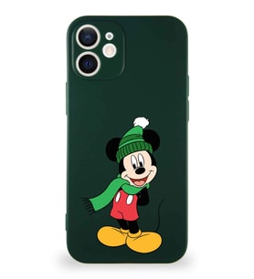 Apple iPhone 12 Mini Soft Premier Kapak Mickey Mouse-G Tasarımlı Silikon Kılıf - Yeşil (Şeffaf)