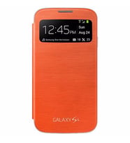 Galaxy S4 i9500 ile Uyumlu S View Cover Kılıf Turuncu EF-CI950BOEGWW