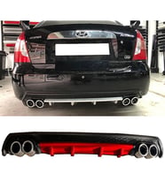 Hyundai Accent Era Kırmızı Difüzör Çiftli Yuvarlak Egzoz Görünümlü D Tip Difizör 2006 - 2009