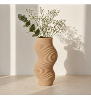 Dalgalı Tasarım Dekoratif Vazo Modern 3D Baskı Çiçek Vazosu Minimalist Ev Dekoru