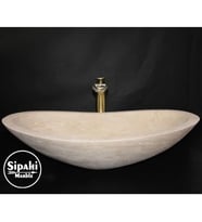 Sipahi Marble Traverten Elips Kayık Lavabo