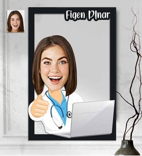 Kişiye Özel 3D  Ahşap Tablo Doktor Kadın 30x40 -4