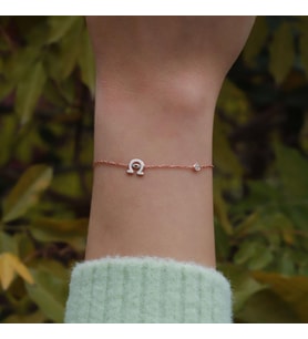 Şans Nalı Figürlü Zirkon Taşlı Mine İşli Rose Gold Kaplama Gümüş Bileklik