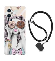 Tecno Spark 9 Pro Kılıf Resimli Boyun Askılı İpli Desenli Silikon Donut Girl 1408