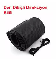 ERAKS Deri Direksiyon Kılıfı Kokusuz Dikmeli - SİYAH (Beyaz)