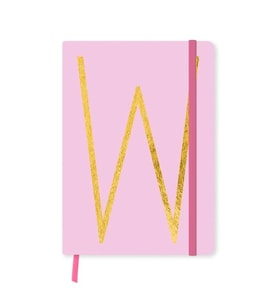 DEFFTER FABOOKS MONOGRAM HARF BASKILI LASTİKLİ SERT KAPAK ÇİZGİLİ DEFTER 168 SYF - W