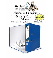 Büro Klasörü Mavi Geniş 10 Adet Plastik Geniş Mavi Klasör Halkalı Paslanmaz Çelik Klipsli 10 Adet