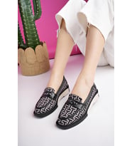 Muggo LUVİ Garantili Kadın Loafer Günlük Eva Taban Casual Makosen Ayakkabı (Siyah)