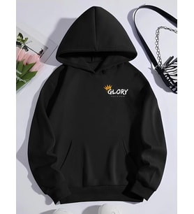Kışlık Üç İplik Kapşonlu SweatShirt - Siyah