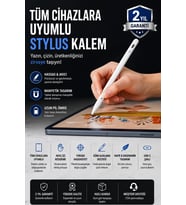 Kullanımı Pratik Beyaz Dokunmatik Kalem Şarjlı Yedek Uçlu