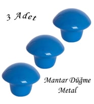 3 Adet Mavi Mantar Düğme Kulp Çocuk Bebek Mobilya Çekmece Dolap Kapak Kulbu Metal Kulp Aksesuarları Vidalı