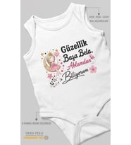 Güzellik Başa Bela Ablamdan Biliyorum Sıfır Kol Bebek Zıbını %100 Pamuk