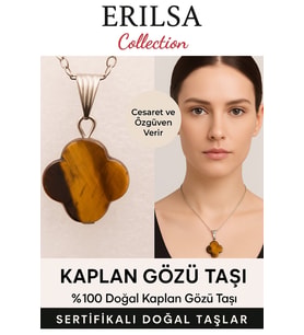 Sertifikalı Yonca Kesim Kaplan Gözü Doğal Taş Kolye – Cesaret Özgüven ve Başarı Taşı (Çok Renkli)