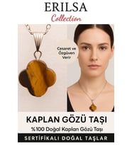 Sertifikalı Yonca Kesim Kaplan Gözü Doğal Taş Kolye – Cesaret Özgüven ve Başarı Taşı (Çok Renkli)