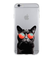 PrintiFy Apple  iPhone 6 ile Uyumlu 1mm Slim Fit Kedi 3 050d Baskılı Şeffaf  Kılıf