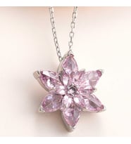 Aya Diamond Gümüş Pembe Taşlı Çiçek Küpe
