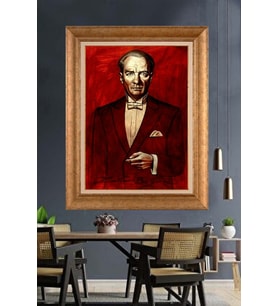 Altın Varaklı Çerçeveli Paspartulu Atatürk Tablo nh430 (Gold)