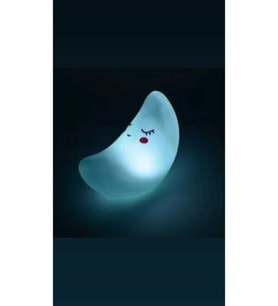 Yüzde 100 LED Işıklı Gülen Ay Masa Lambası, Şık ve Modern Tasarım (Krem)