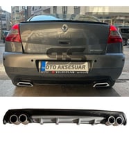 Renault Megane 2 Sedan Difüzör Arka Tampon Eki 4 Egzoz Çıkışlı Gri Lüx Tip