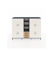 Hyperion Dolap 11 Raflı 3 Çekmeceli 8 Kapaklı 220x44x163 Antrasit-Aytaşı/Çam