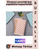 #BuzKalıbı Soğuk Kahve İçecek Detoks Kokteyl 33 Adet Kapasiteli Pratik Yuvarlak Buz Yapma Kalıbı 17