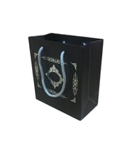 Karton Hediye Çantası Gümüş Saray Desenli 20X20X10 CM (10 Adet)  Siyah