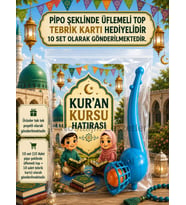 Kur'an Kursu Hatırası 10 Adet Pipo Şeklinde Üflemeli Top Tebrik Kartı Hediye Seti