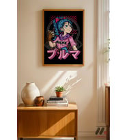 Dragon Ball Bulma Anime Poster, Ahşap Çerçeveli Duvar Tablosu - Anime Severlere Özel
