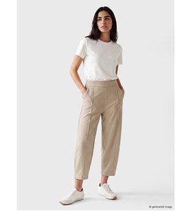 LCW Vision Bej Beli Lastikli Soft Touch Kadın Pantolon
