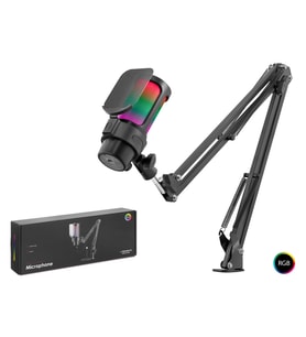 RGB Mikrofon Seti Boom Mikrofon Kolu Type-C 192kHz 24Bit Siyah M835B