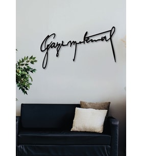 Gowpenart Gazi M. Kemal Atatürk İmza Siyah Metal Duvar Dekoru / Ev & Ofis Tablosu / Hediye Tablo - 1,5 mm Kalınlık