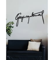 Gowpenart Gazi M. Kemal Atatürk İmza Siyah Metal Duvar Dekoru / Ev & Ofis Tablosu / Hediye Tablo - 1,5 mm Kalınlık