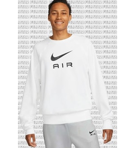 Nike Air French Terry Crew Sweatshirt Loose Fit Bol Kesim Beyaz Sweatshirt Beyaz