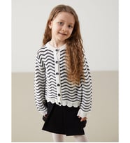 LCW Kids Siyah Bisiklet Yaka Kız Çocuk Triko Hırka